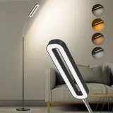 Amdelne 12W Stehlampe LED Schwarz, 1200lm Stehleuchte Wohnzimmer mit Fernbedienung&Touch Steuerung, Leselampe Stehlampe mit 4 Farbtemperatur, 360° Schwanenhals Stehlampe Dimmbar für Schlafzimmer Büro