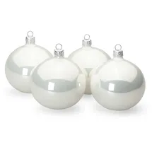 SIKORA Essentials Klassische Christbaumkugeln aus Glas - Hochglanz - 6 Farben 3 Größen Premium Qualität, Farbe/Modell:Weiss Hochglanz 4er Set, Höhe in cm:6 cm