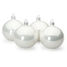 SIKORA Essentials Klassische Christbaumkugeln aus Glas - Hochglanz - 6 Farben 3 Größen Premium Qualität, Farbe/Modell:Weiss Hochglanz 4er Set, Höhe in cm:6 cm