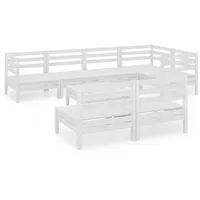 vidaXL Garten-Lounge-Set 8-tlg. Massivholz Kiefer Weiß