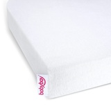 Babybay Jersey Spannbetttuch Deluxe mit Membran passend für die Modelle Maxi, Midi, Boxspring, Comfort und Comfort Plus, weiß, 89 x 50 cm