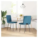 vidaXL Esszimmerstühle 2 Stk. Blau Samt