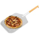 Waldis Pizza Pizzaschaufel mit Holzgriff - Ø 30 cm - Basic Pizzaschieber aus Aluminium - vielseitig einsetzbar für Pizza, Brot, Flammkuchen und mehr