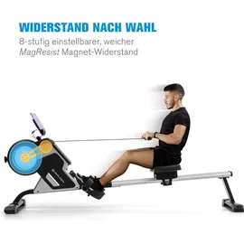 capital sports Rudergerät, Rudermaschine für Effizientes Krafttraining, Rowing Machine, Hometrainer, Rudergerät für Zuhause 150kg, 105cm Alu-Gl... - Schwarz