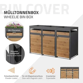ML-Design Mülltonnenbox 200 x 80 x 124 cm braun