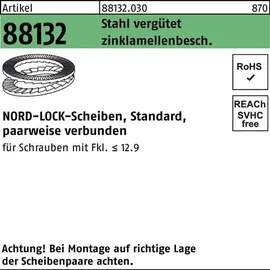 NORD-LOCK Unterlegscheibe R 88132 geklebt NL 10 Stahl zinklamellenbeschichtet 200 Stück