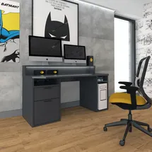 Die Möbelfundgrube Gaming Tisch 160 cm Computerschreibtisch schwarz - TEZAUR