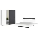 Rauch Schlafzimmer-Set "Monza", weiß (alpinweiß, graumetallic), Bett 180x200cm + ohne Matratze, B/H: 180cm x 200cm, Bett 180x200cm, Schlafzimmermöbel-Sets, mit Schwebetürenschrank Breite 218 cm, Bettanlage in 2 Breiten