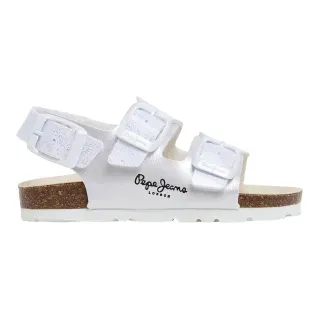 Pepe Jeans für Mädchen. PGS80005 Oban Bay Sandalen weiß (31), Leder, Wohnung, Keine, Lässig, Kinderbekleidung