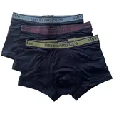Emporio Armani Trunk 4F717 Stretch Cotton (Packung, 3-St., 3er-Pack) Herren Unterhose kurzes Bein mit Logobund blau XL