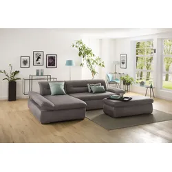 Ecksofa INOSIGN "Avesa L-Form", braun (schlamm), B:300cm H:80cm T:172cm, 100% Polyester, Sofas, Wahlweise mit Armteilvertsellung und Bettfunktion, B/T/H: 300/172/80cm