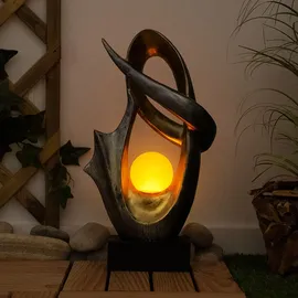 GLOBO LED Solar Deko Außen Lampe Feuer Effekt Garten Terrassen Beleuchtung Design Leuchte silber
