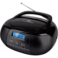 Nikkei NPRD58BK - Tragbare DAB+ Digital Radio Boombox mit CD-Player - USB- und Kopfhöreranschluss - Batterien und Netz - LCD-Bildschirm - Kompakt - Baustellenradio - Schwarz