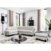 Fun Möbel Ecksofa inkl.Hocker CHARLOTTE in Stoff Matt Velvet