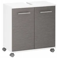 WELLTIME Waschbeckenunterschrank »Emmi, Breite 59 cm«, Siphonausschnitt, Metallbeschläge, weiß