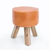 FineBuy Sitzhocker FB45553 Holz 37x45x37 cm Modern Design Hocker mit Leder