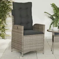vidaXL Gartensessel mit Kissen 2 Stk. Verstellbar Grau Poly Rattan