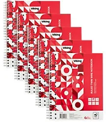 Viking Collegeblock DIN A5+ Schmal Doppeldraht Seitlich gebunden Papier Softcover Rot Perforiert 17 Löcher 160 Seiten 5 Stück