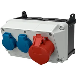 Wandverteiler AMAXX 910007 16A 400V 2x230V Schuko IP44 ohne Sicherungen Mennekes Steckdosen-Kombination