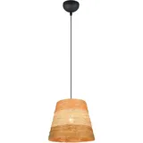 rl live your light Joeline 1-flg. Ø 30 cm Schwarz Matt/Papiergarn Braun