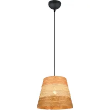 rl live your light Joeline 1-flg. Ø 30 cm Schwarz Matt/Papiergarn Braun