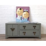 OPIUM OUTLET TV Kommode Sideboard Schrank Lowboard Kolonialstil China asiatisch orientalisch chinesisch (hellgrau)