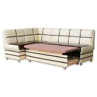 RODNIK Eckbank Küche Wohnzimmer ausziehbar SCHLAFFUNKTION Stauraum Essecke beige braun