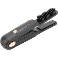 TARSHYRY 2 in 1 Tragbares Kabelloses Haarglätterpinsel, Tragbarer Heißer Pinsel -Glättungskamm, Digitaleinstellung für Staubbedeckung, Mini -Haar -Glättungskamm für Reisen und (BLACK)