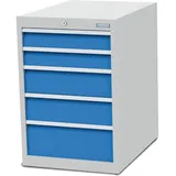 Bedrunka+Hirth Schubladenschrank Stahl 819 x 555 x 736 mm lichtgrau/lichtblau 5 Schubladen