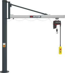 Vetter Säulenschwenkkran UNILIFT Verbundanker-System Elektrokettenzug 125kg, 3,9m