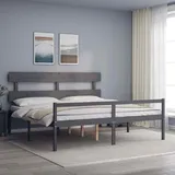 Seniorenbett mit Kopfteil 200x200 cm Grau Massivholz