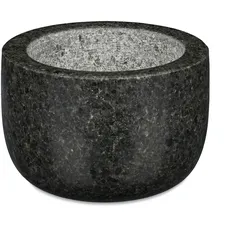 Relaxdays Granit Mörser mit Stößel, robust & langlebig, Gewürze, Kräuter, polierter Steinmörser, Ø 8,5 cm, V 100ml, grau