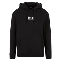 Mister Tee USA College Wording Patch Hoody in schwarz,