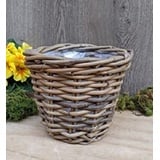 Pflanzkorb ø 26 cm rund aus Rattan - kein Kunststoff Blumen Garten Blumentopf