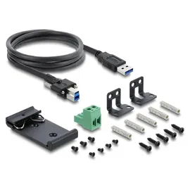 DeLock Industrie Hub 7 x USB 5 Gbps Typ-A mit 8 kV ESD Schutz und Hutschienenbefestigung - Schwarz