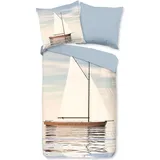 Traumschlaf Bettwäsche Segelboot Gelb 155 x 220 cm + 80 x 80 cm