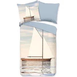 Traumschlaf Bettwäsche Segelboot Gelb 155 x 220 cm + 80 x 80 cm