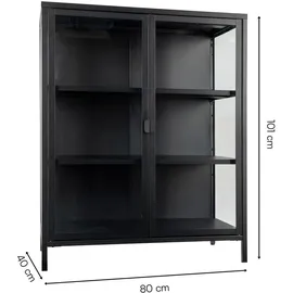 House Nordic Vitrine BRISBANE 80 x 40 x 101,5 cm Schwarz