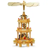 SIKORA X-Mas Weihnachtspyramide Natur, Holz 16x38x16 cm, Dekoration, Weihnachtsdekoration, Winterdeko