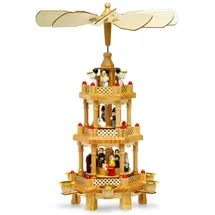 SIKORA X-Mas Weihnachtspyramide Natur, Holz 16x38x16 cm, Dekoration, Weihnachtsdekoration, Winterdeko