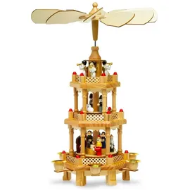 SIKORA X-Mas Weihnachtspyramide Natur, Holz 16x38x16 cm, Dekoration, Weihnachtsdekoration, Winterdeko