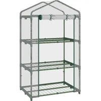 Outsunny Gewächshaus mit Regale, winterfest Foliengewächshaus Treibhaus für Balkon, Garten, Tomatenhaus 69 x 49 x 125 cm, Tomatengewächshaus für Tomaten, Gemüse, Blumen, Pflanzen, Transparent   Aosom