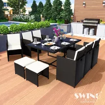 Swing&Harmonie Vegas Polyrattan Sitzgruppe Esstisch Lounge Gartenmöbel Sitzgarnitur Set + versch. Ausführungen