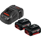 Bosch Akku-Starter-Set GBA 18 Volt / 2x 4,0 Ah + Schnellladegerät GAL 1880 CV