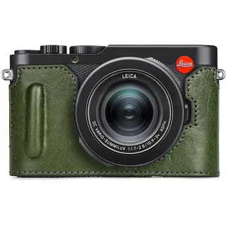MUZIRI KINOKOO Schutzhülle für Leica D-Lux 8, obere Schicht aus echtem Leder schützende Halbtasche für Leica D Lux 8 Premium mit Bodenloch für sofortigen Zugriff auf Akku und Speicherkarte - Grün