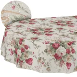 Tischdecke aus Stoff Textil abwaschbar Tischwäsche Tischtuch Baumwolle Polyester Roses Oval 220x140cm In-/Outdoor Tischdecke