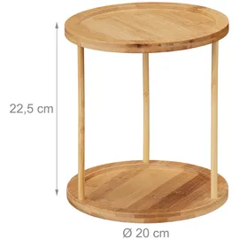 Relaxdays Gewürzregal Bambus, für Arbeitsplatte & Küchenschrank, runder Regaleinsatz, 2 Etagen, HxD: 22,5 x 20 cm, Natur