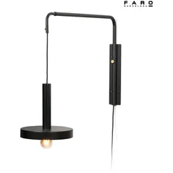 Faro Wandleuchte WHIZZ E27, IP20, ziehbar, schwarz, gold FAR-20167