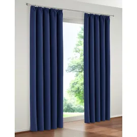 OTTO home Verdunkelungsvorhang OTTO HOME "Solana, Gardinen mit Kräuselband, Vorhänge, Wohnzimmer, modern" Gr. 5, blau (dunkelblau), B:140cm H:265cm, Polyester, Gardinen, 2er-Set Verdunklungsvorhang mit Thermofunktion, Bestseller, einfarbig