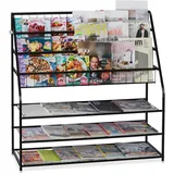 Relaxdays Zeitschriftenregal, HBT: 96 x 97 x 37 cm, Metall, freistehend, Zeitschriftenständer für Wohnzimmer, schwarz